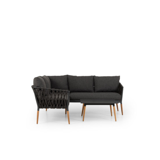 Athens Outdoor Corner Suite with Square Coffee Table, Gunmetal