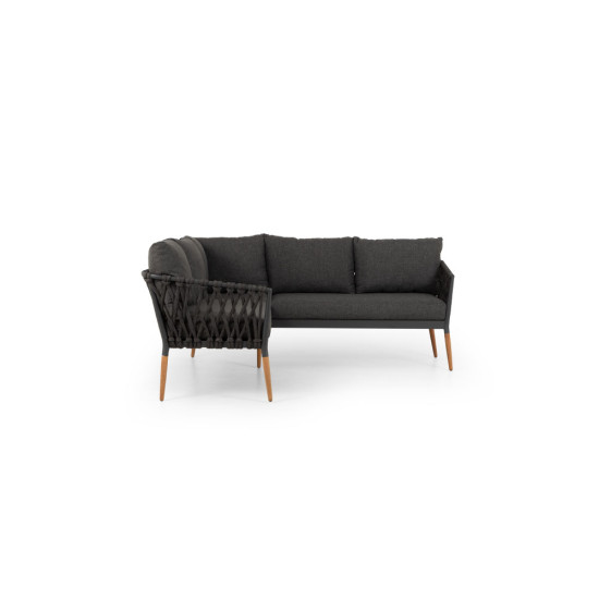 Athens Outdoor Corner Suite with Square Coffee Table, Gunmetal