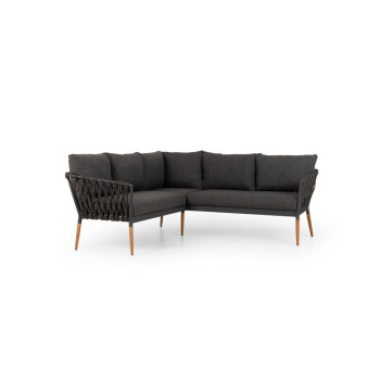 Athens Outdoor Corner Suite with Square Coffee Table, Gunmetal