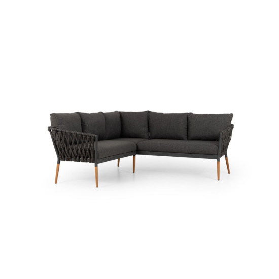 Athens Outdoor Corner Suite with Square Coffee Table, Gunmetal