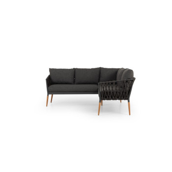 Athens Outdoor Corner Suite with Square Coffee Table, Gunmetal