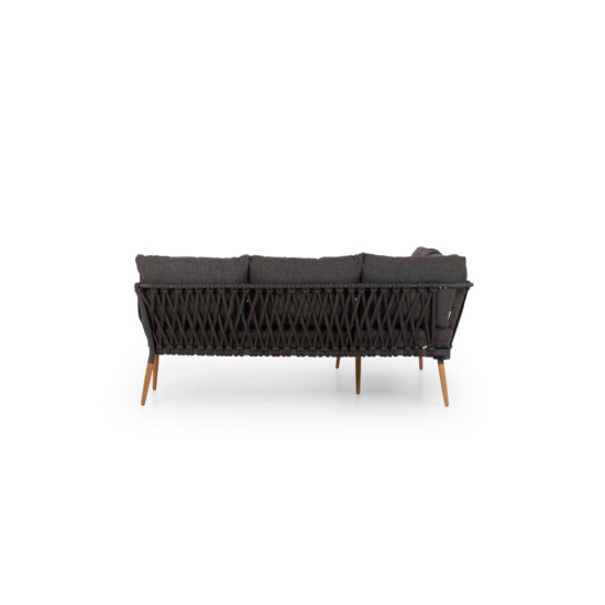 Athens Outdoor Corner Suite with Square Coffee Table, Gunmetal