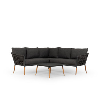 Athens Outdoor Corner Suite with Square Coffee Table, Gunmetal
