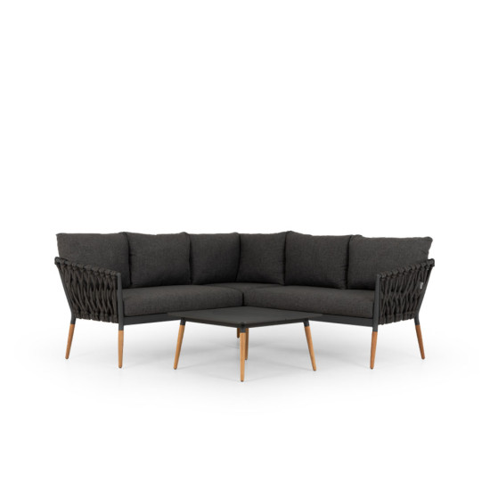 Athens Outdoor Corner Suite with Square Coffee Table, Gunmetal