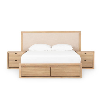 Bromley 4 Piece Bedroom Set with Queen Bed Frame, Light