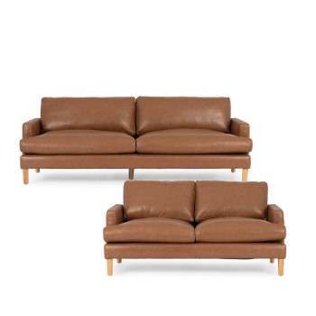 Brooklyn 3 Seater Leather + 2 Seater Leather, Mocha