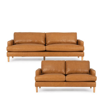 Brooklyn 3 Seater Leather + 2 Seater Leather, Tan