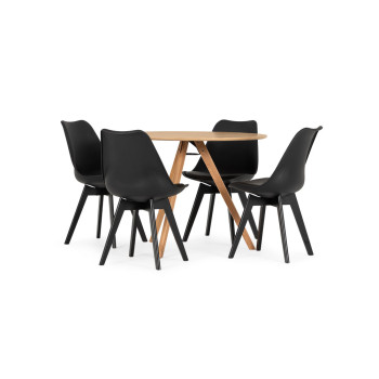 Carson 5 Piece Dining Set - W100, Oak/Black/Black