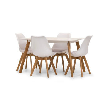 Carson 5 Piece Dining Set - W120, White