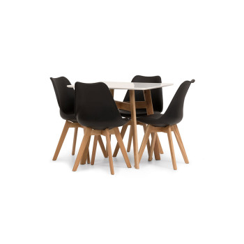 Carson 5 Piece Square Dining Set - W80, Black