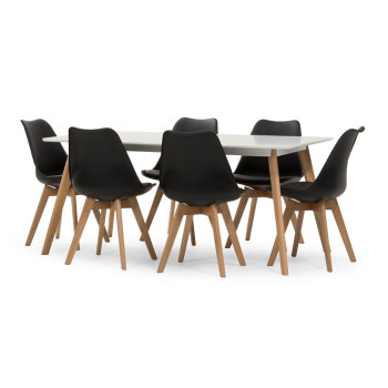 Carson 7 Piece Dining  Set - W160, Black