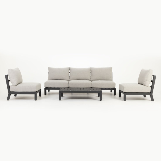 Catalina 4 Piece Outdoor Lounge Set With Coffee Table - W126, Gunmetal