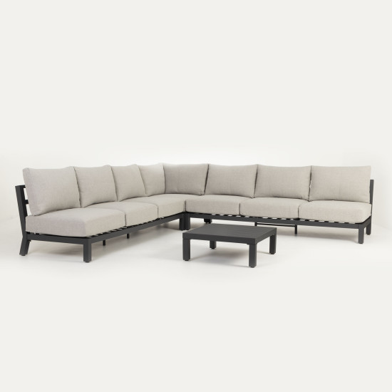 Catalina 4 Piece Outdoor Corner Lounge Set, Gunmetal