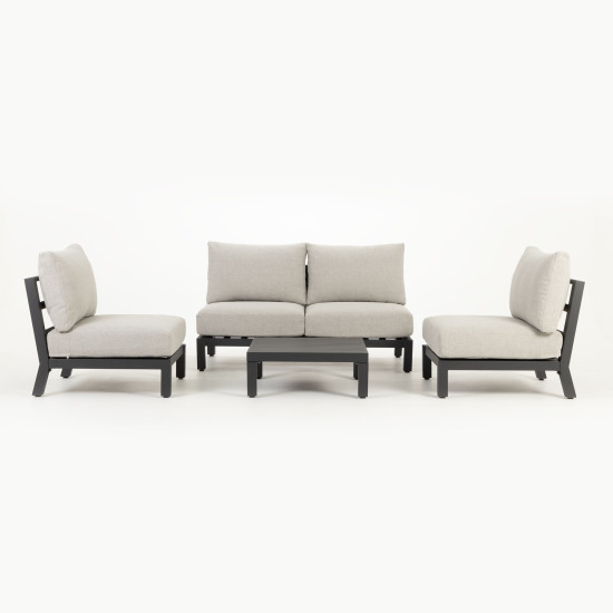 Catalina 4 Piece Outdoor Lounge Set With Coffee Table - W77, Gunmetal