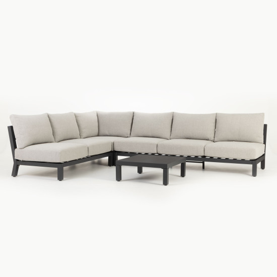 Catalina 4 Piece Outdoor Corner Lounge Set With Coffee Table - W77, Gunmetal