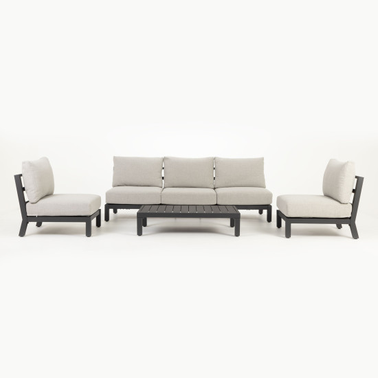 Catalina 4 Piece Outdoor Lounge Set With Sunlounger, Gunmetal
