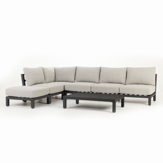 Catalina 5 Piece Outdoor Corner Lounge Set With Coffee Table - W126, Gunmetal