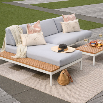 Cayman 3 Piece Outdoor Lounge Set with Coffee Table, White
