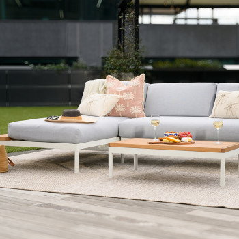 Cayman 3 Piece Outdoor Lounge Set with Coffee Table, White