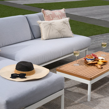 Cayman 3 Piece Outdoor Lounge Set with Coffee Table, White