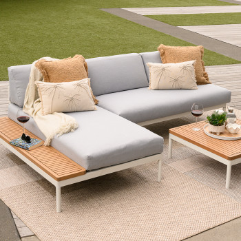 Cayman 3 Piece Outdoor Lounge Set with Square Coffee Table, White