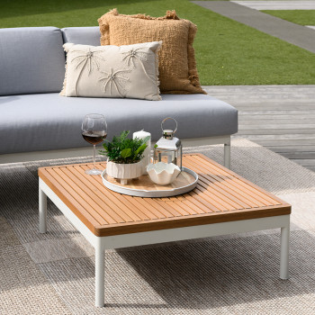 Cayman 3 Piece Outdoor Lounge Set with Square Coffee Table, White