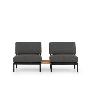 Cayman 3 Piece Outdoor Lounge Set with Side Table, Black