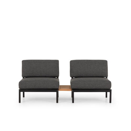 Cayman 3 Piece Outdoor Lounge Set with Side Table, Black