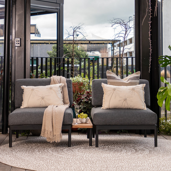 Cayman 3 Piece Outdoor Lounge Set with Side Table, Black
