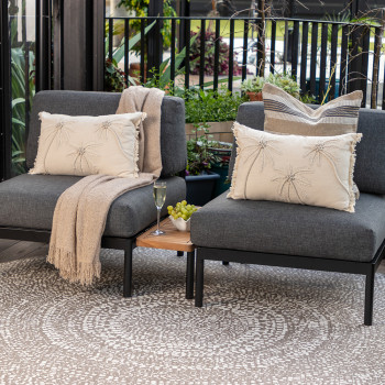 Cayman 3 Piece Outdoor Lounge Set with Side Table, Black