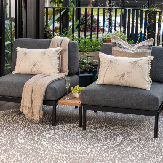Cayman 3 Piece Outdoor Lounge Set with Side Table, Black