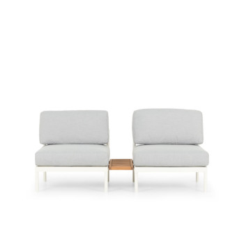 Cayman 3 Piece Outdoor Lounge Set with Side Table, White