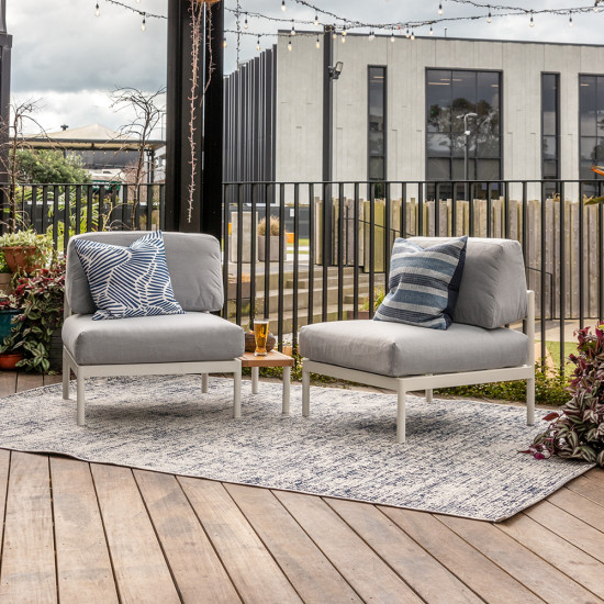 Cayman 3 Piece Outdoor Lounge Set with Side Table, White