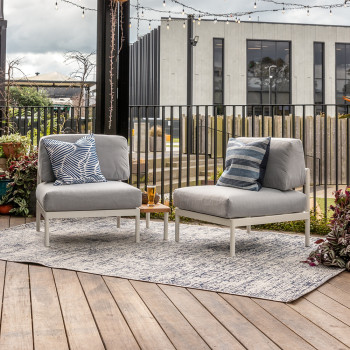 Cayman 3 Piece Outdoor Lounge Set with Side Table, White