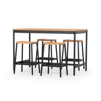 Cayman 5 Piece Outdoor Bar Set, Black