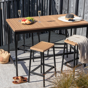 Cayman 5 Piece Outdoor Bar Set, Black