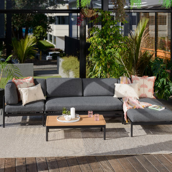 Cayman 6 Piece Outdoor Lounge Set with Coffee Table, Black