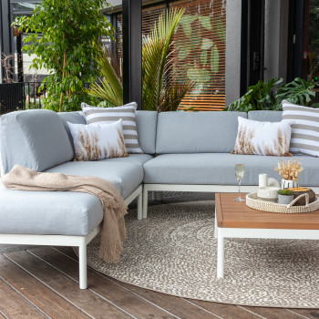 Cayman 6 Piece Outdoor Lounge Set with Square Coffee Table, White