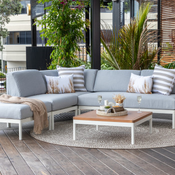 Cayman 6 Piece Outdoor Lounge Set with Square Coffee Table, White