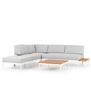 Cayman 6 Piece Outdoor Lounge Set with Square Coffee Table, White