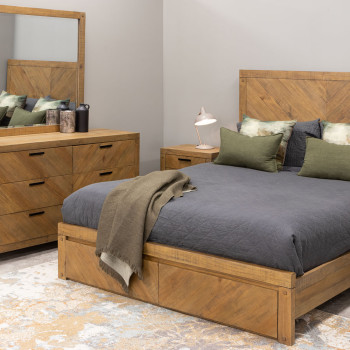 Chevron 6 Piece Bedroom Set with Queen Bed Frame