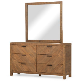 Chevron Lowboy & Dresser Mirror