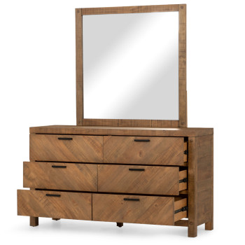 Chevron Lowboy & Dresser Mirror