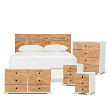 Chia 5 Piece Bedroom Set with Queen / King Headboard