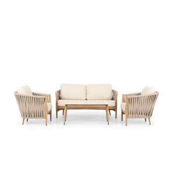 Coast 4 Piece Outdoor Lounge Set with Coffee Table, Natural