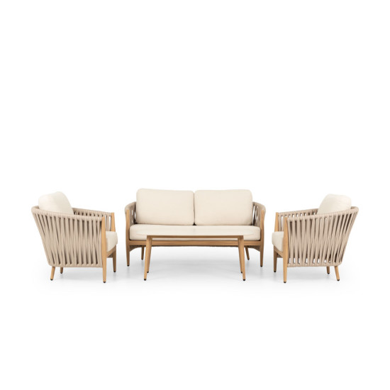 Coast 4 Piece Outdoor Lounge Set with Coffee Table, Natural