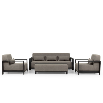 Cyprus 4 Piece Outdoor Lounge Set with Coffee Table, Black