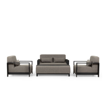 Cyprus 4 Piece Outdoor Lounge Set with Coffee Table - 2 Seater, Black