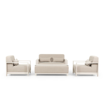 Cyprus 4 Piece Outdoor Lounge Set with Coffee Table - 2 Seater, White