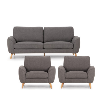 Darby 3 Seater + 2 Armchairs, Grey